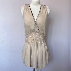 NWOT - Free People Sleeveless Top w/ Chic Details.